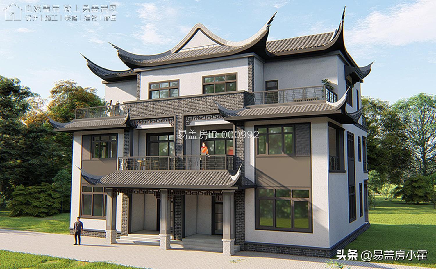 农村自建房丨中式传统对称美学—双拼别墅丨5套双拼别墅设计案例