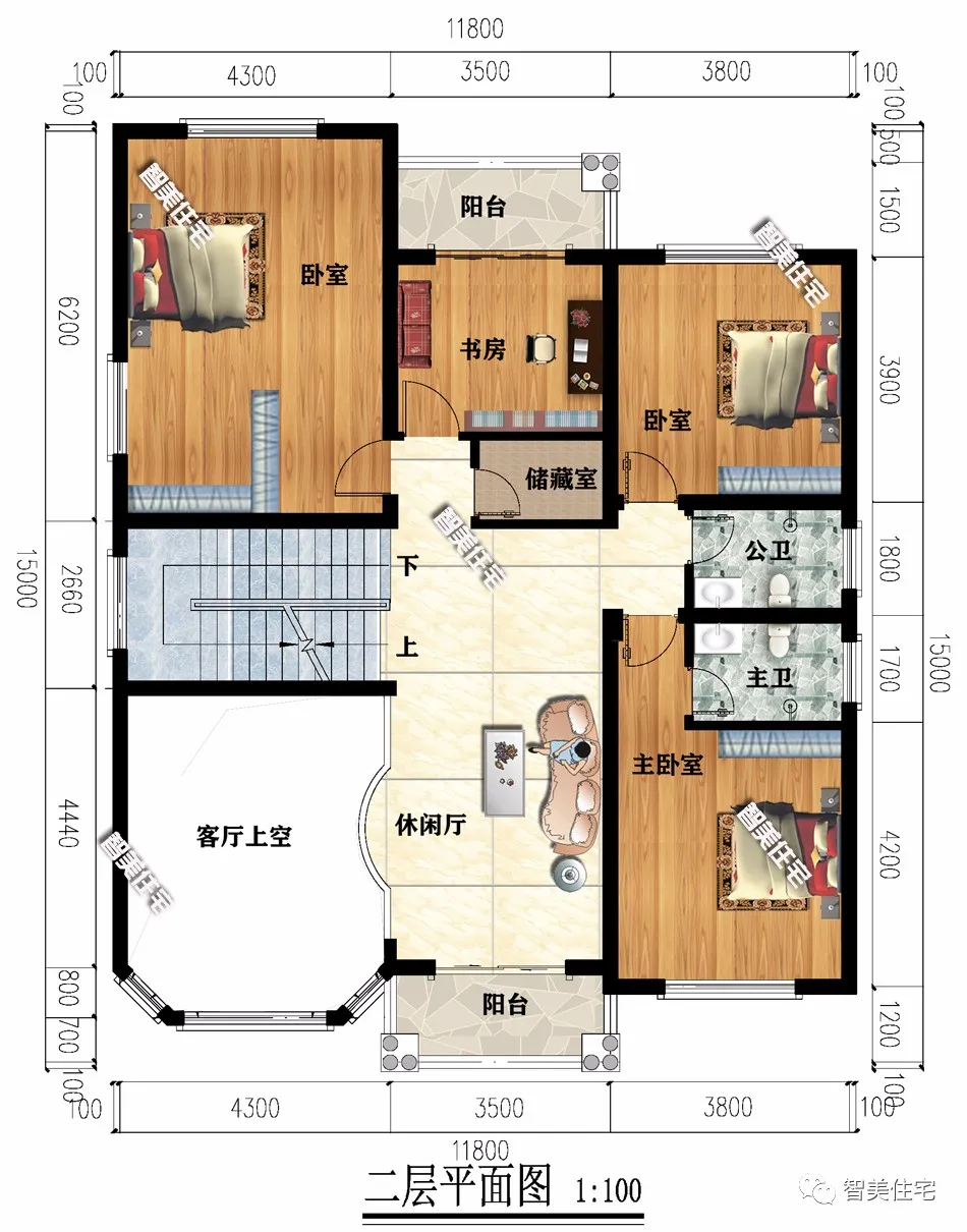 客厅挑空设计，造型好看采光佳的二层别墅，建成就是全家人的骄傲