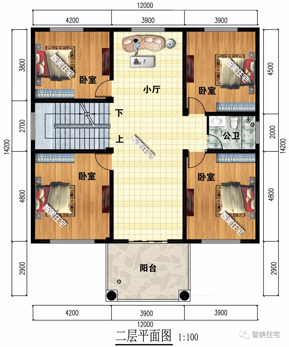 两栋宽12米，不同风格设计的农村别墅，第一栋美式也很流行