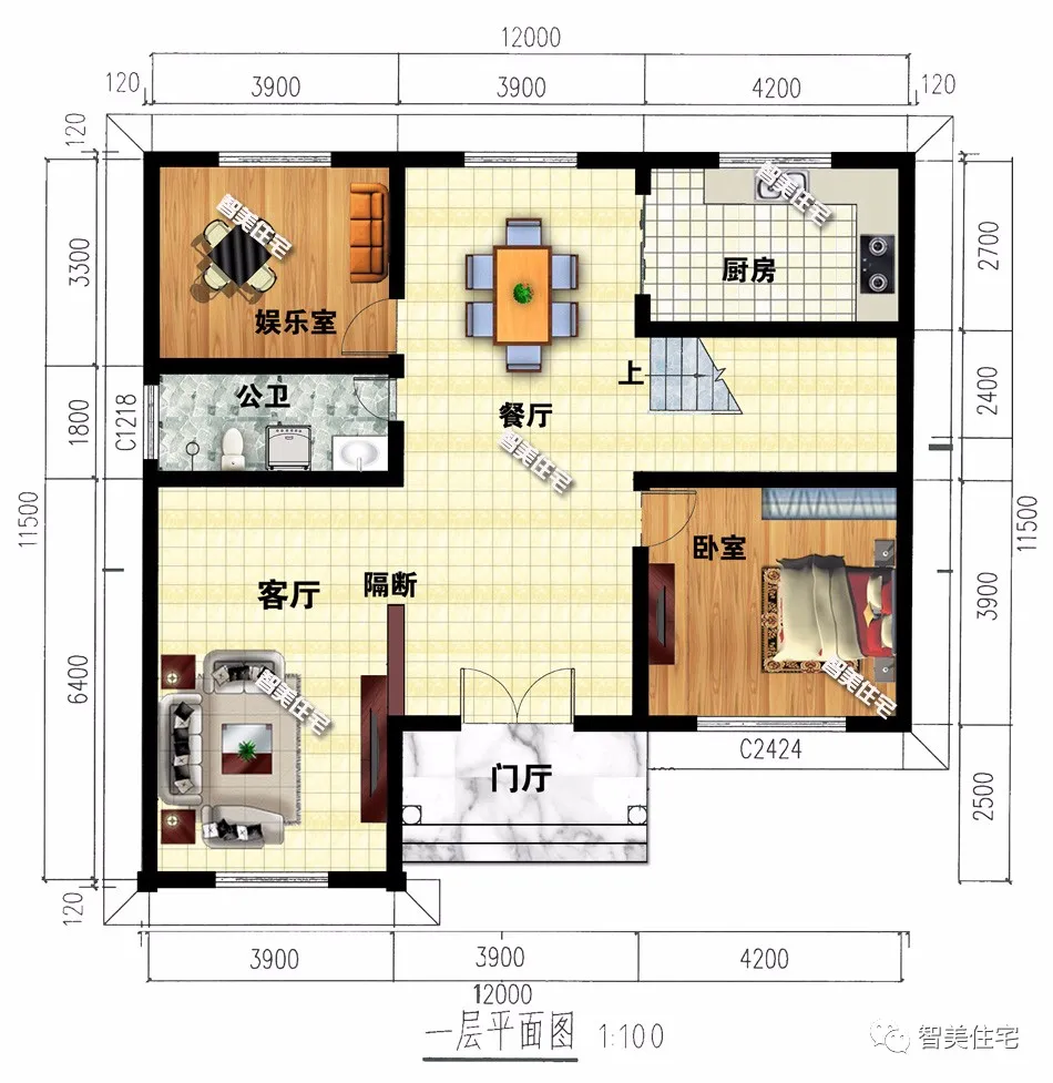 两栋宽12米，不同风格设计的农村别墅，第一栋美式也很流行