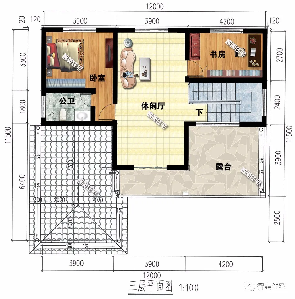 两栋宽12米，不同风格设计的农村别墅，第一栋美式也很流行