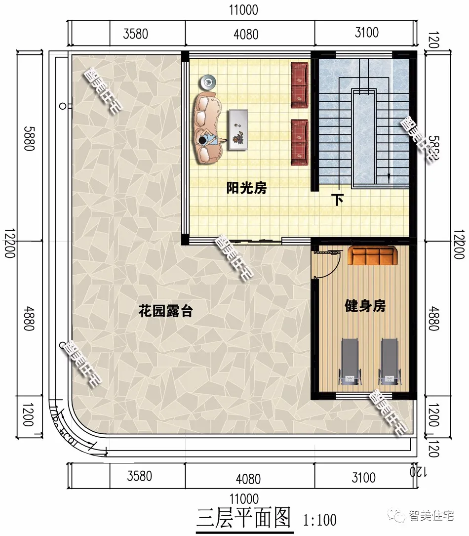中式风格设计的两栋别墅，灰白色搭配，施工很简单
