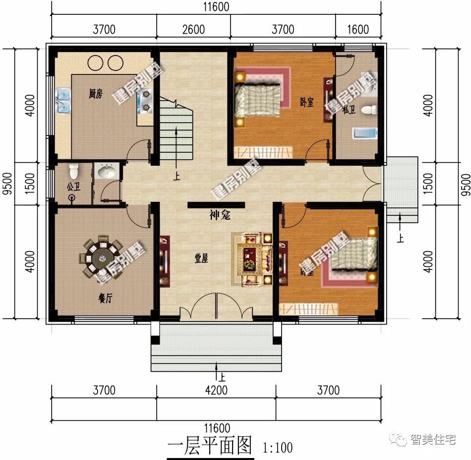 中式风格设计的两栋别墅，灰白色搭配，施工很简单