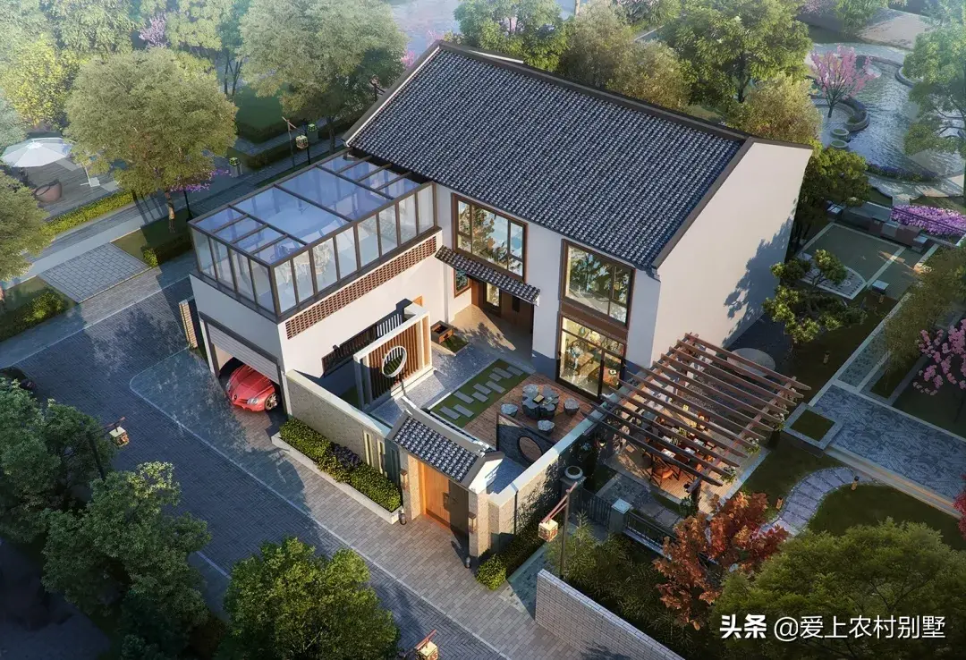 在农村建一栋中式2层别墅，带一方小院，开启悠闲养老生活