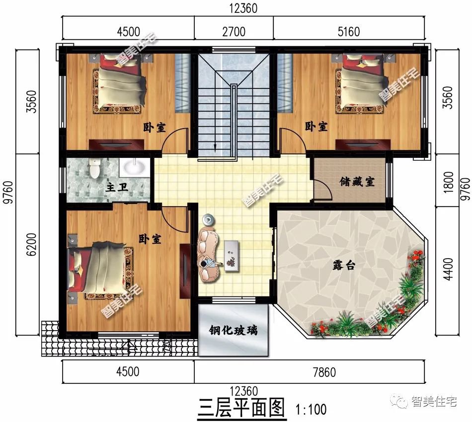 进深尺寸不足10米的两栋别墅，第一款户型方正，造价30万