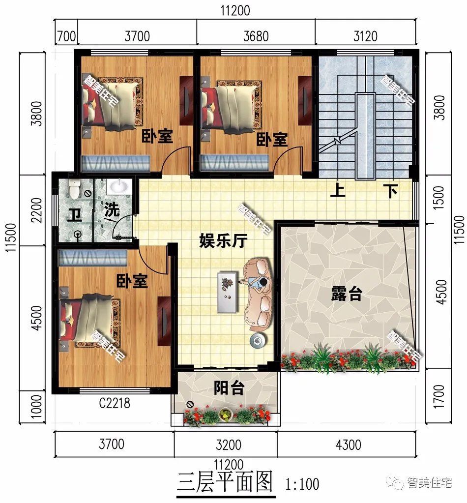 两种风格设计的农村别墅，简欧和新中式，面宽11米左右很精致