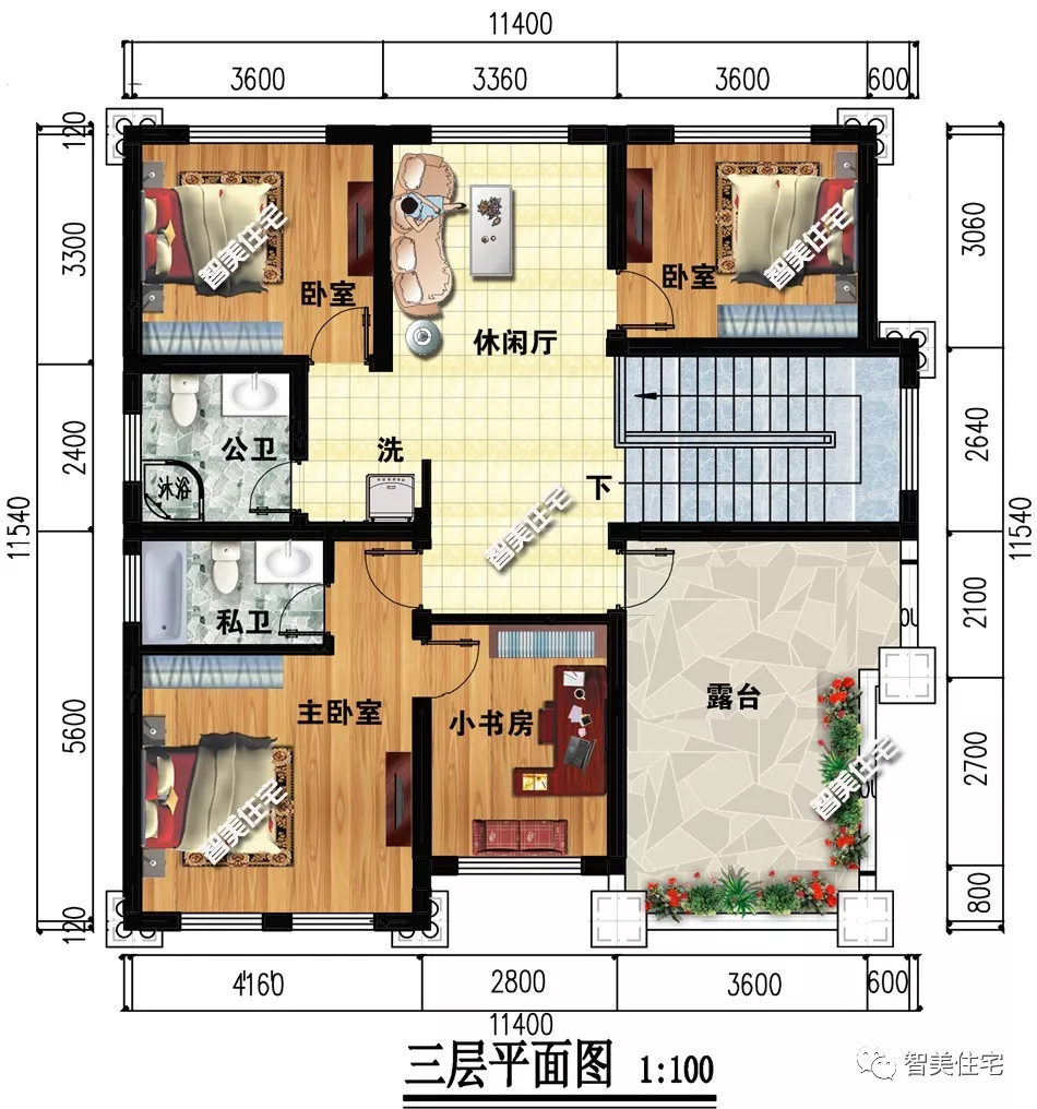 两种风格设计的农村别墅，简欧和新中式，面宽11米左右很精致