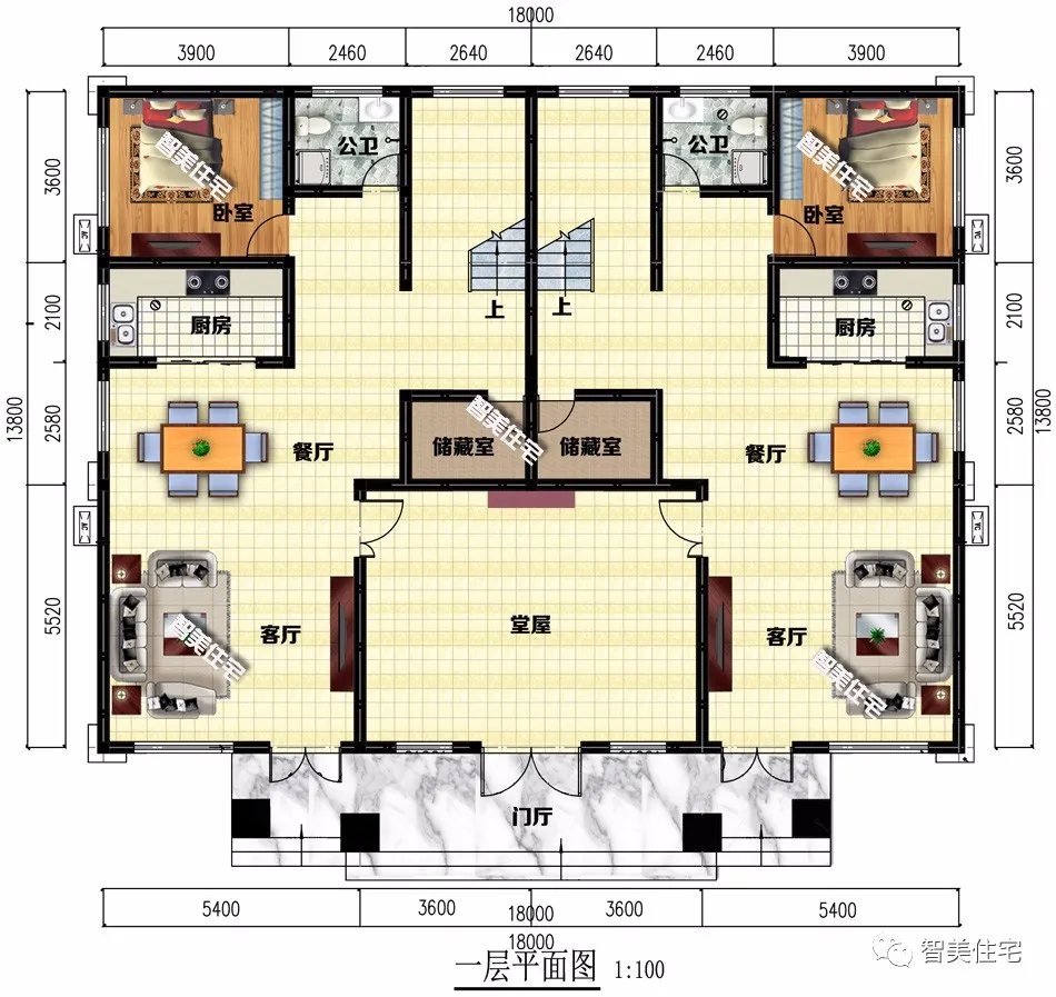 气派又豪华的农村双拼别墅，客厅挑空设计，这样建房多体面