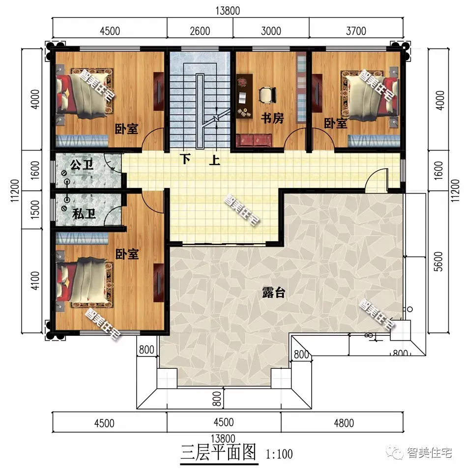 面宽尺寸相同的两栋农村别墅，带堂屋接地气，简欧风格很大气