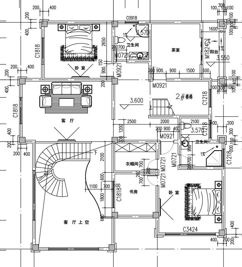 新农村自建房三层豪华别墅设计外观效果图及施工图纸阔气大露台！