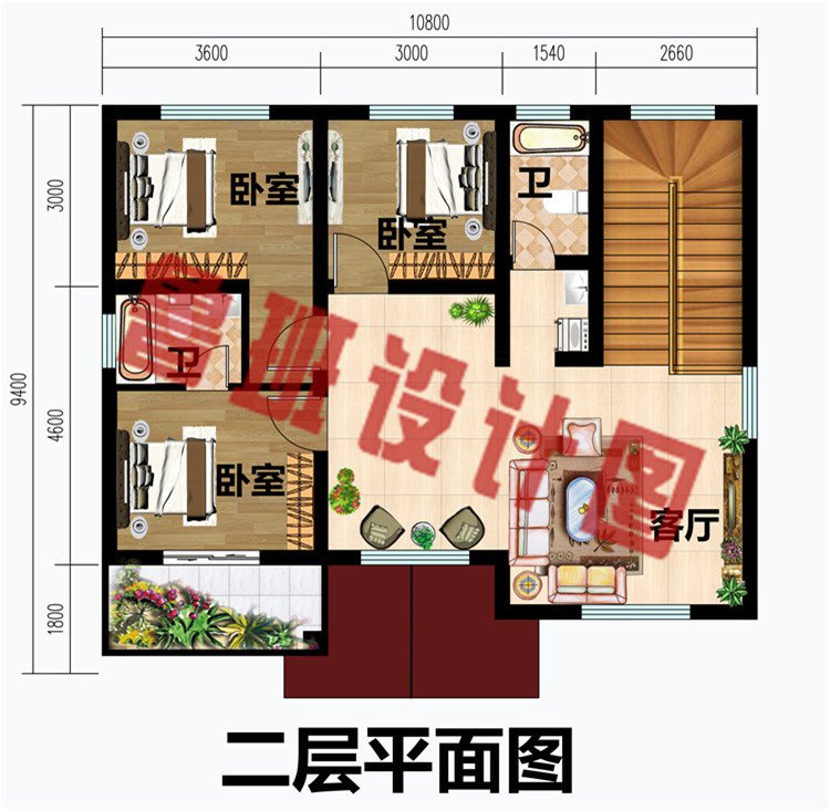 简单大方二层别墅房屋设计图