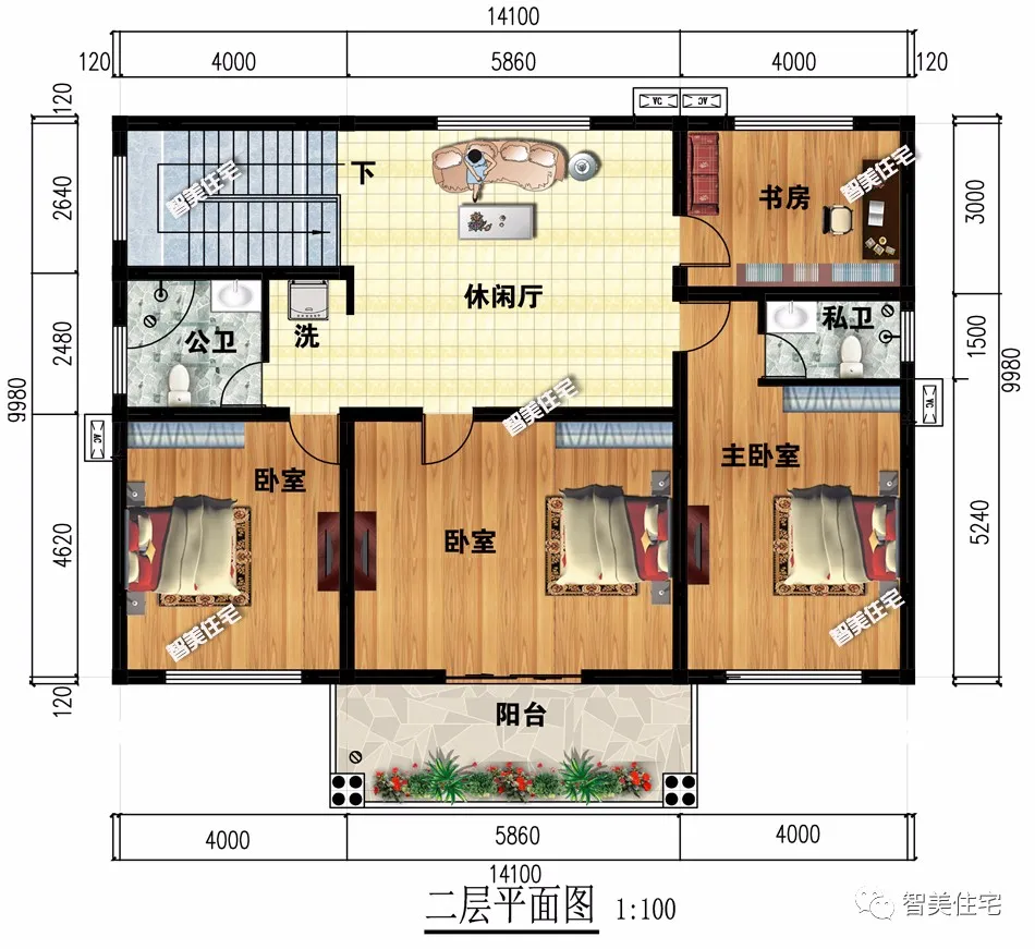 厨房半开放式设计的两层别墅，拥有精致外观，造价26万