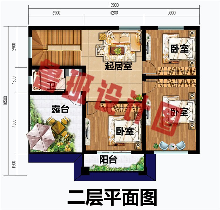 108平方米新中式小户型二层