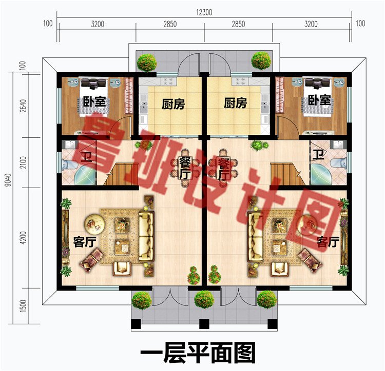 20万左右农村双拼别墅住宅设计