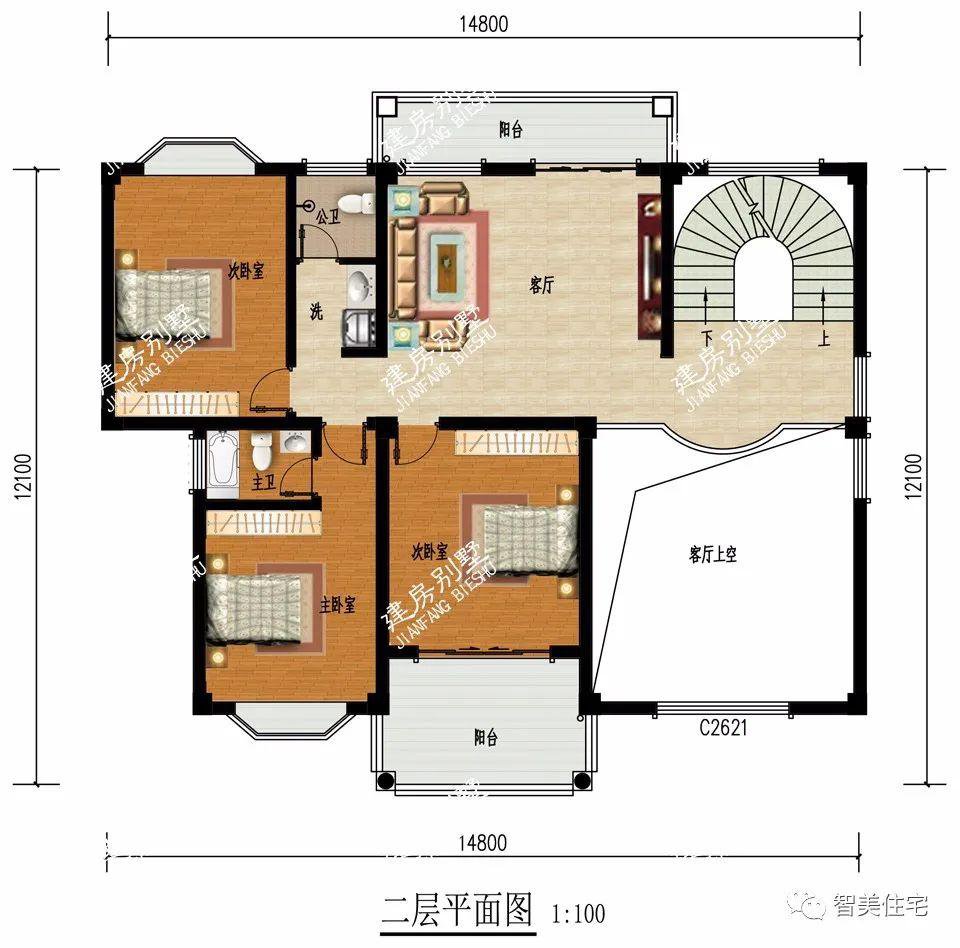 客厅挑空，带弧形楼梯和堂屋的别墅，完全满足现代生活需求