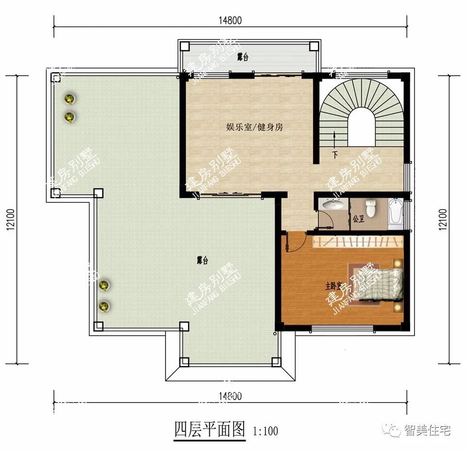 客厅挑空，带弧形楼梯和堂屋的别墅，完全满足现代生活需求