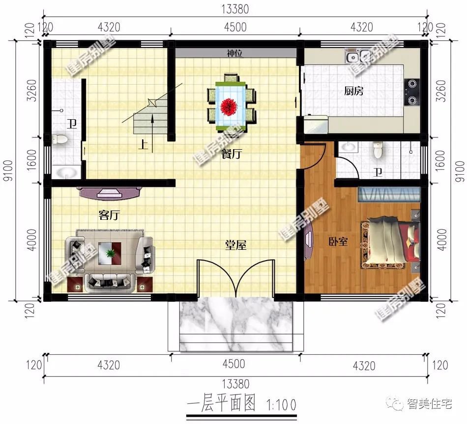 宽13-14米间的农村四层别墅，不使用罗马柱装饰，照样气派