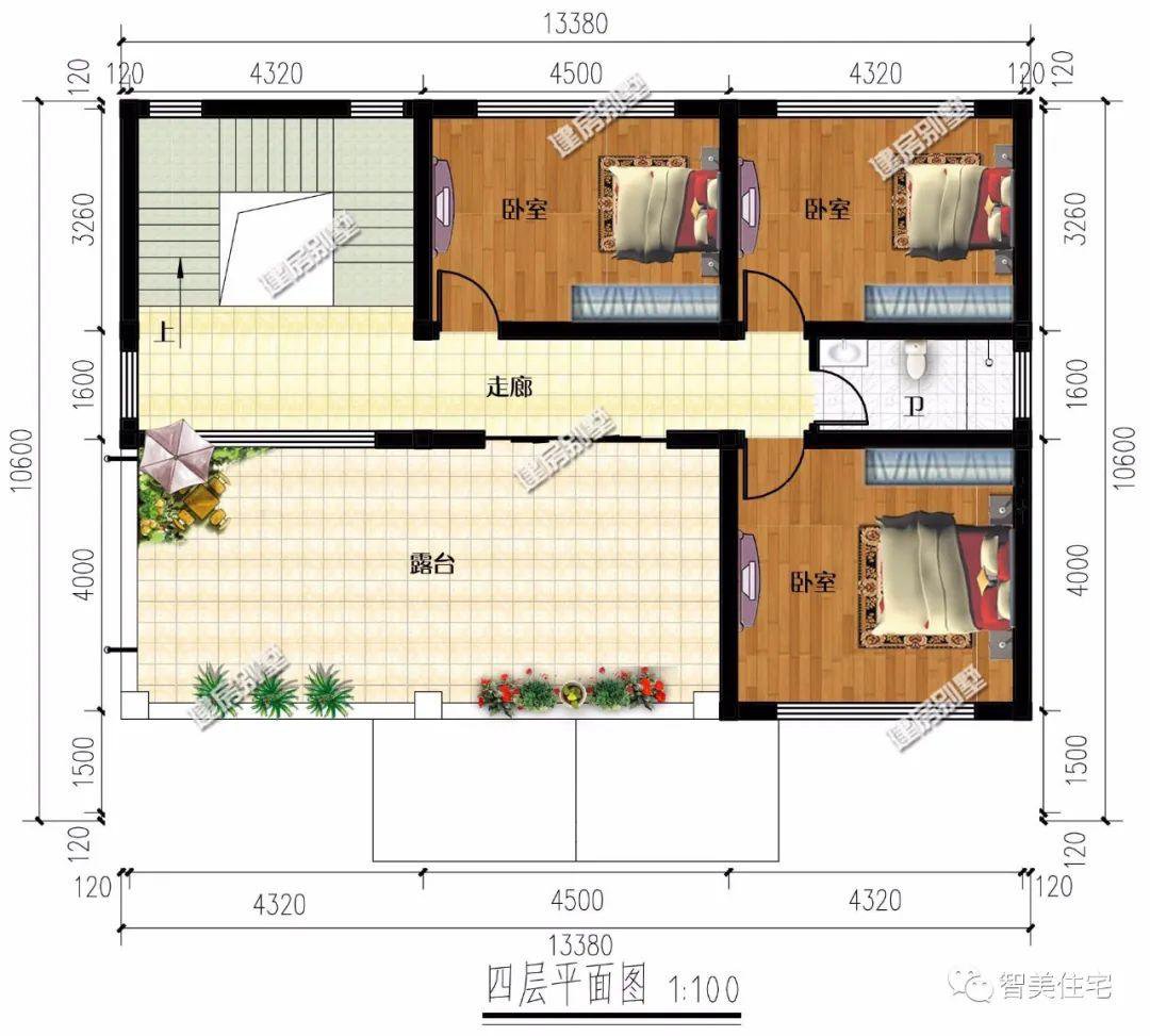 宽13-14米间的农村四层别墅，不使用罗马柱装饰，照样气派