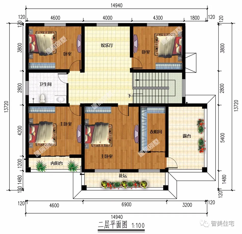 建在河南农村的两层别墅，第一栋配多边形窗，第二栋带车库