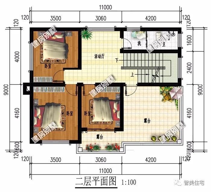 建一栋漂亮别墅在老家，常回去看看，这两户型真不错