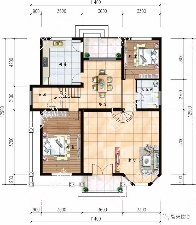 建一栋漂亮别墅在老家，常回去看看，这两户型真不错