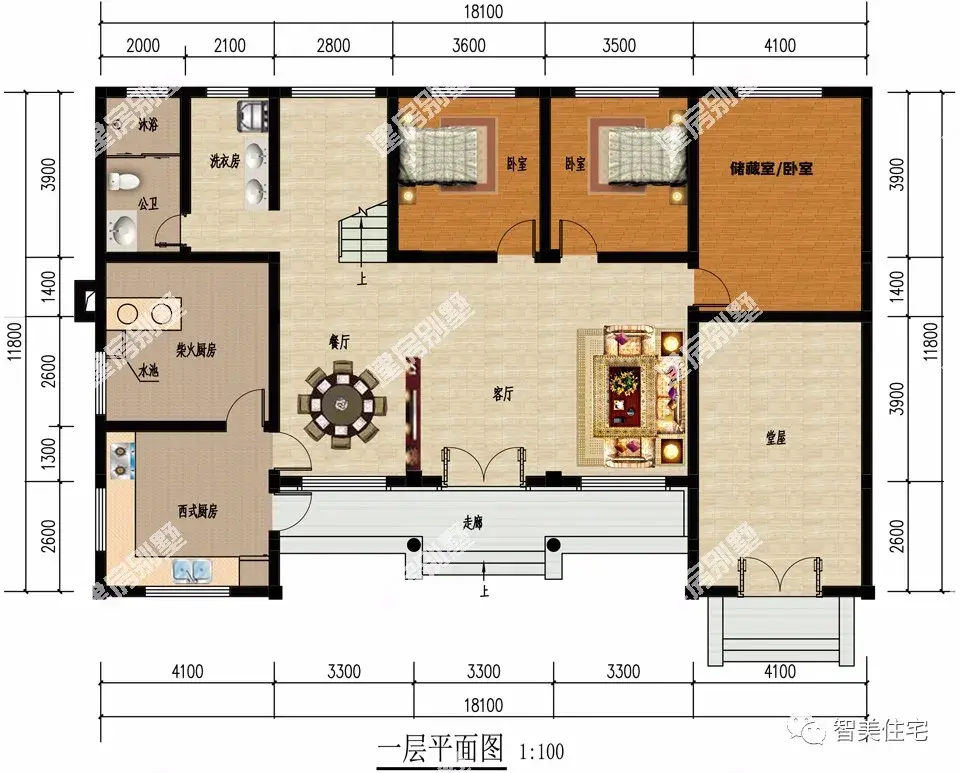 2栋建在四川农村的别墅，都带堂屋设计，第二栋配柴火房