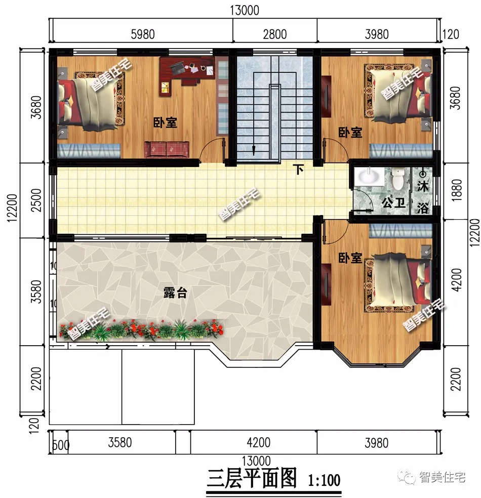 面宽13米左右的农村别墅，户型这么好，喜欢哪需要理由