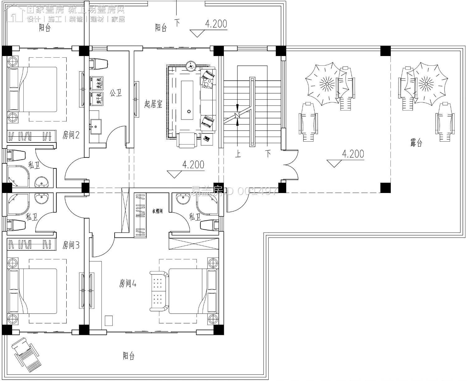 回村庄建一栋这样的现代别墅带车库户型，谁来做客都会夸有想法