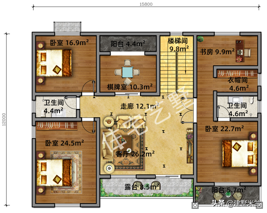 户型方正对称美观大气，农村自建带车库的别墅