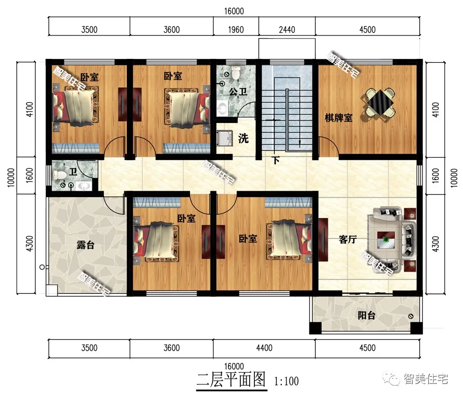 16×10米二层别墅，独立大堂屋设计，占地174平实用型住宅