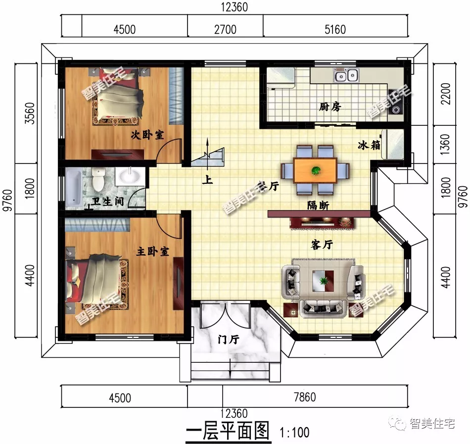 两栋外观设计很漂亮的别墅，第一栋配多边形窗，漂亮且采光好