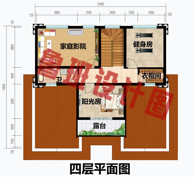 简欧式四层农村别墅房屋设计图