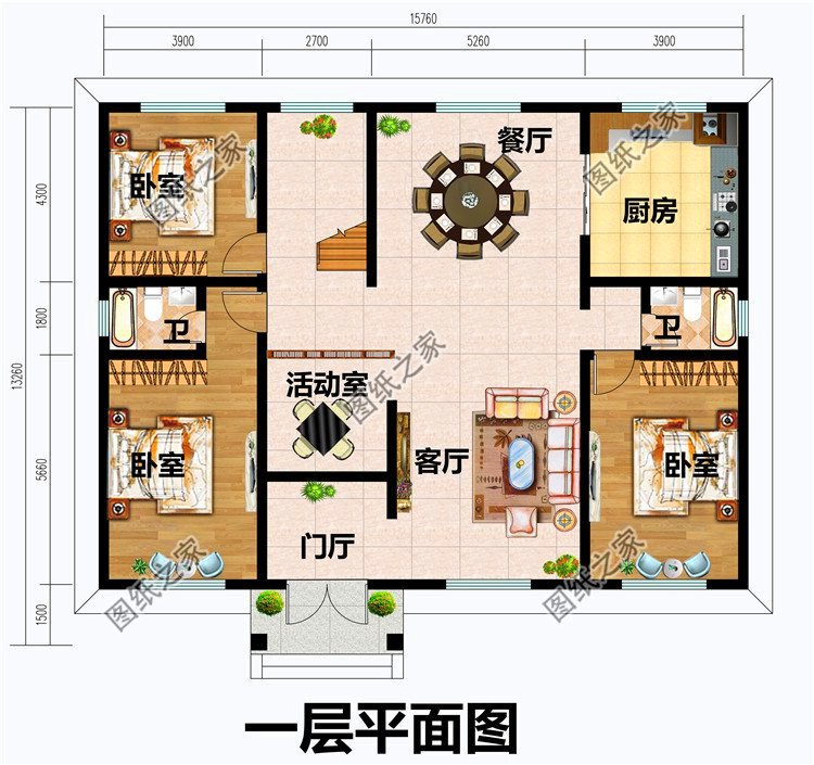 三套简单又舒适二层平顶现代风别墅设计图，既省钱又有地方晒粮食