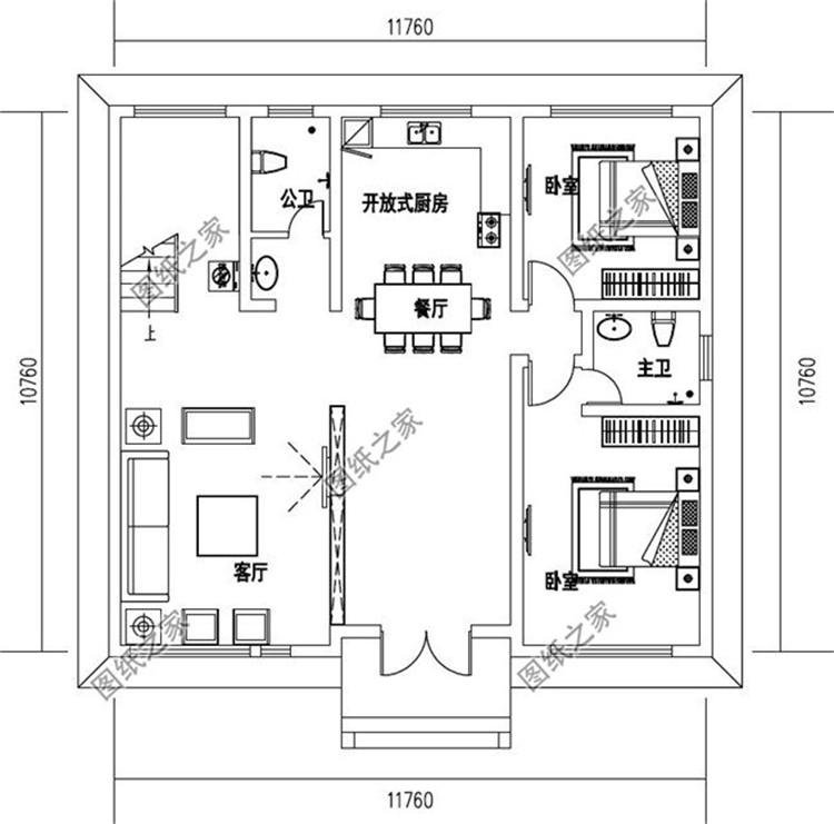 三套简单又舒适二层平顶现代风别墅设计图，既省钱又有地方晒粮食