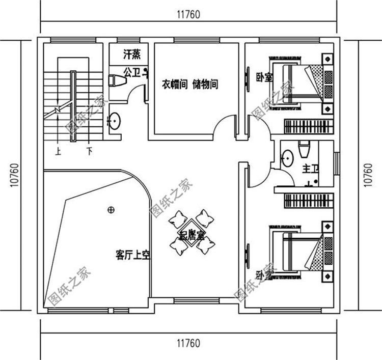 三套简单又舒适二层平顶现代风别墅设计图，既省钱又有地方晒粮食