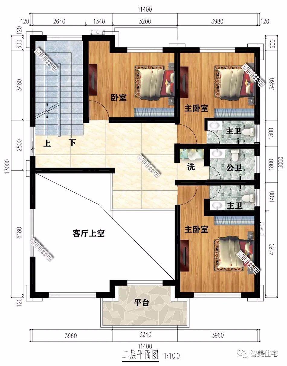 面宽尺寸相同，简欧风格设计的农村别墅，30万可以盖一栋