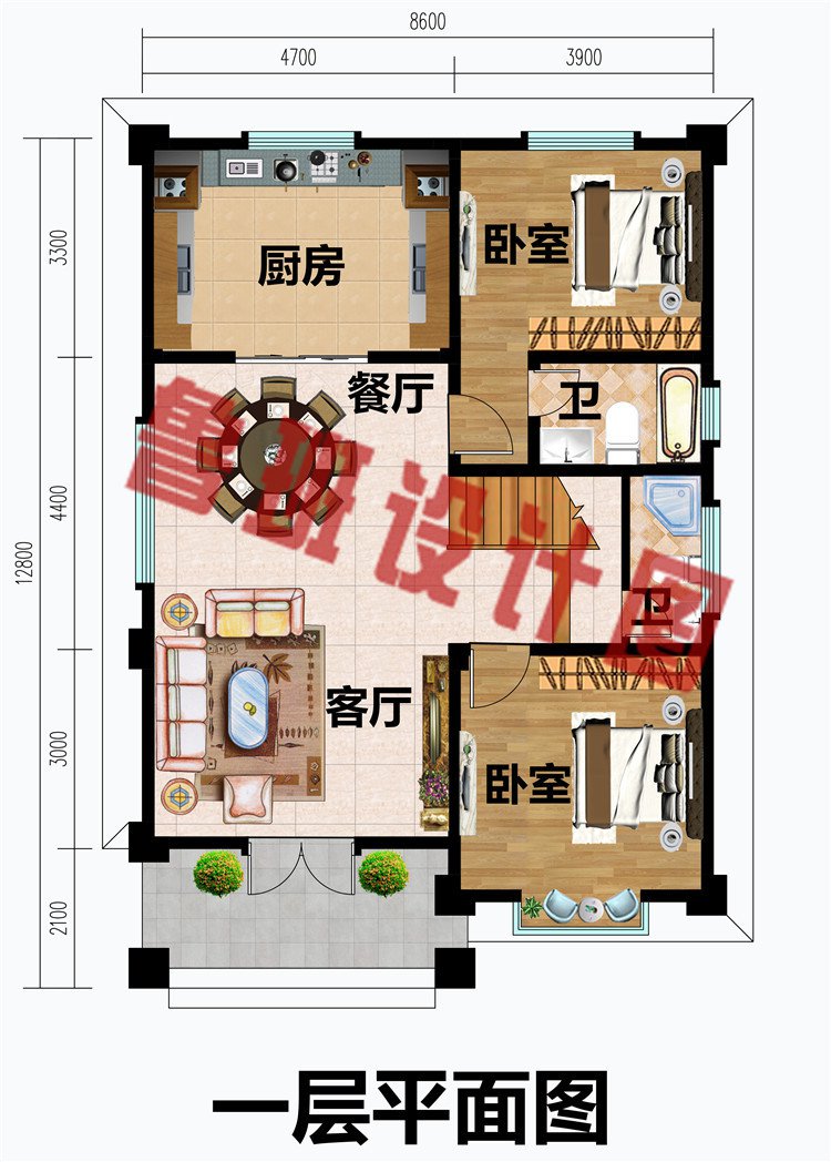 小开间的三层农村别墅设计图