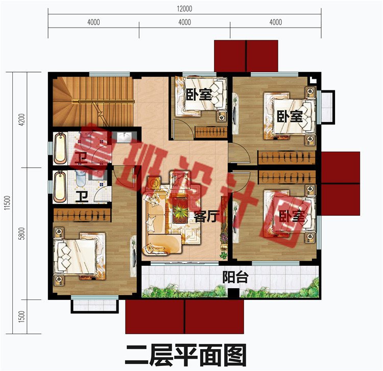 占地100余平的三层简欧别墅设计图