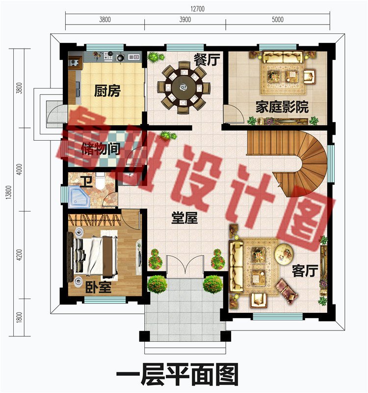 12x13米三层新中式别墅