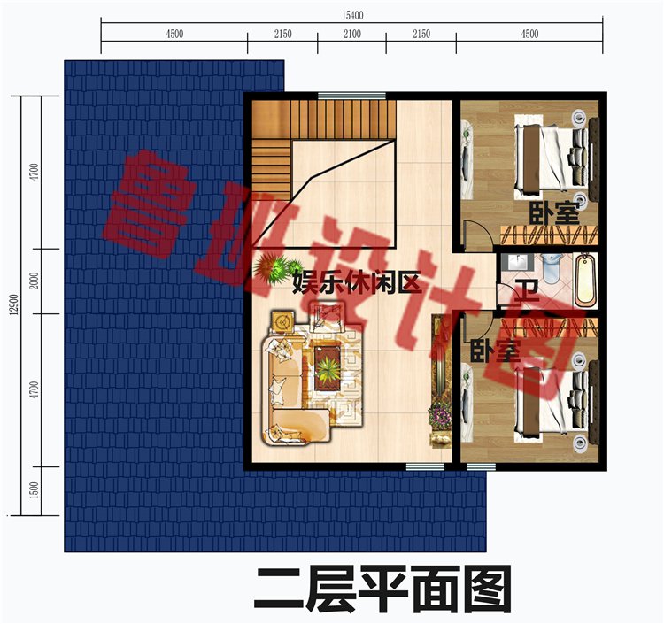 新型实用农村一层半别墅带阁楼设计图