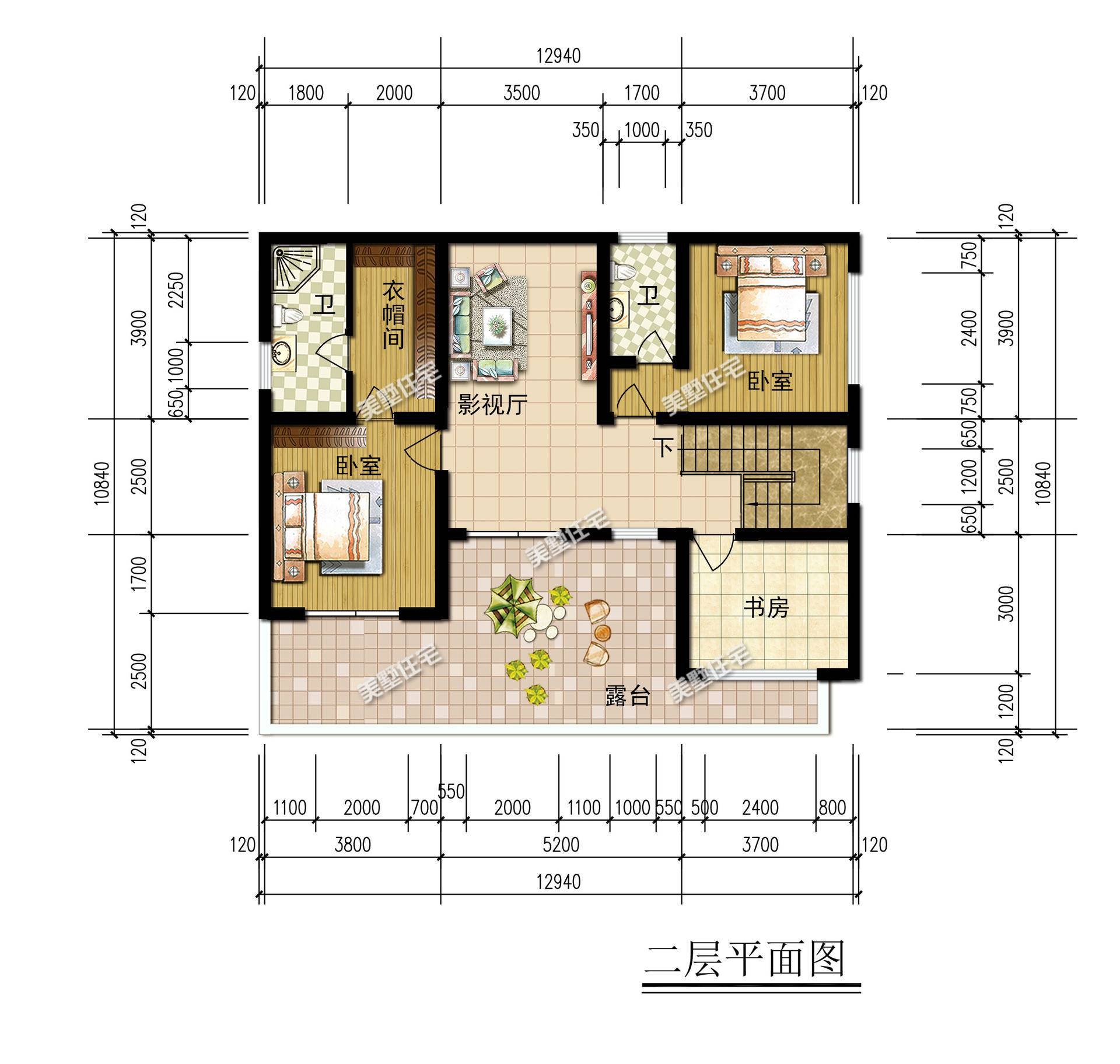 12X10的现代风别墅，6卧带大露台，年轻人建房的首选