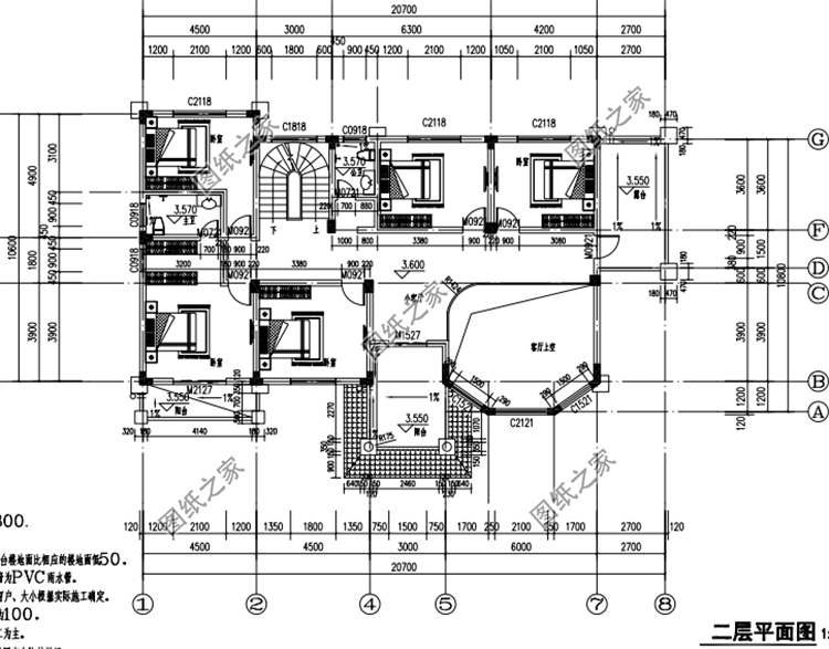 占地200米二层豪华别墅自建房图，宅基地大的不这样建就可惜了