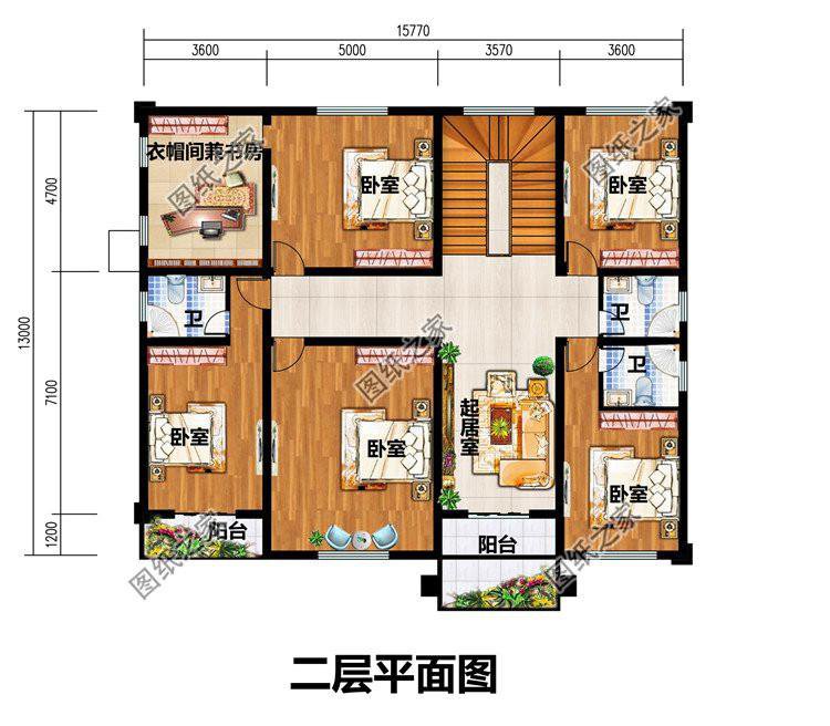 占地200米二层豪华别墅自建房图，宅基地大的不这样建就可惜了