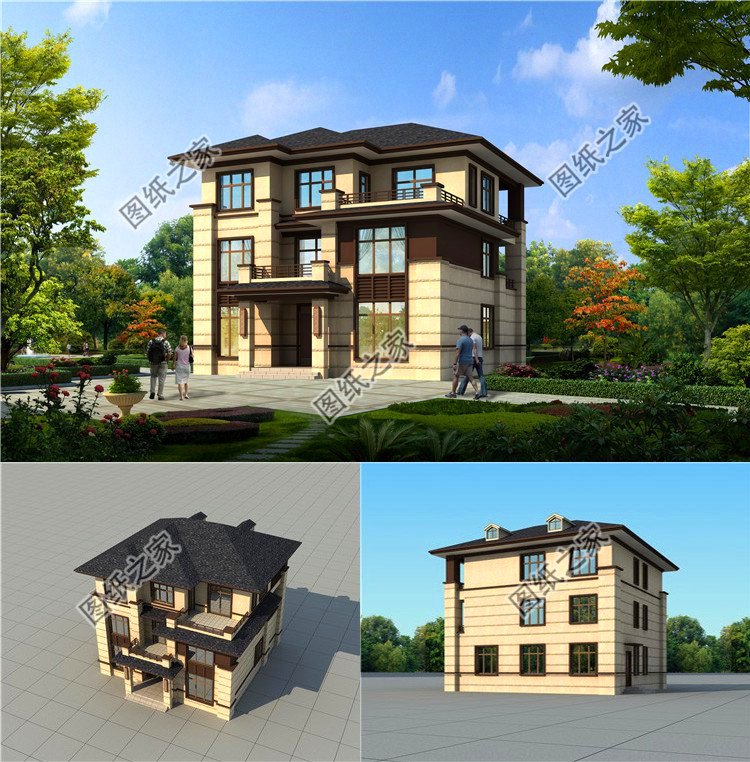 三款农村新中式三层楼房图片，极具中国风，农村土豪的专属别墅
