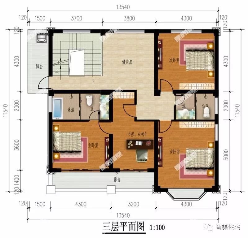 宽12米左右的三层别墅，第一栋带主卧套房，建在浙江农村