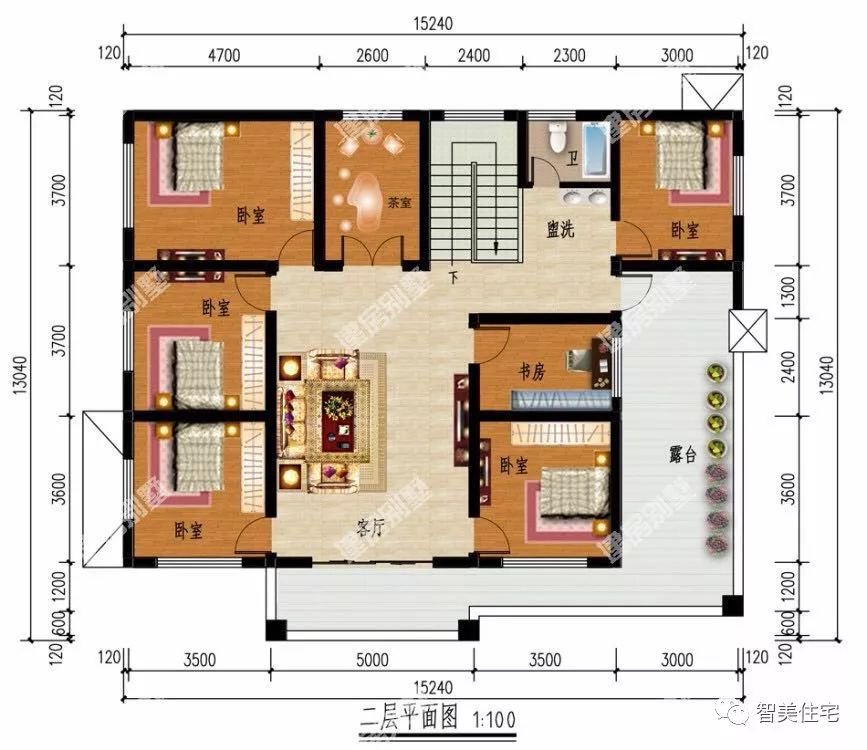 开间15-16米间的别墅，第一栋带车库，第二栋配堂屋和土灶房