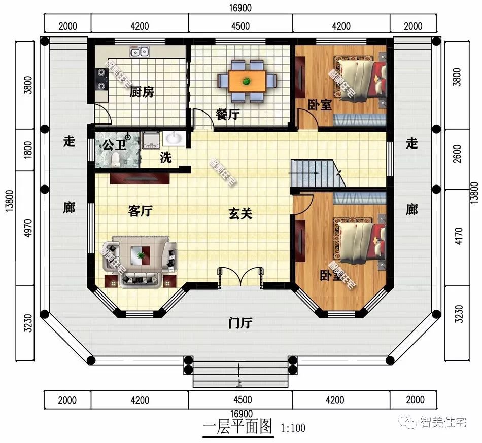 两栋建在甘肃农村的别墅，使用多边形窗造型好，采光佳生活质量优