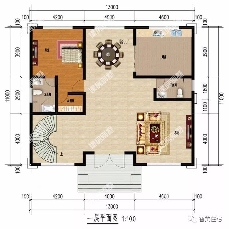 宽为13米的两栋别墅，简欧风格设计，农村生活也会让人向往