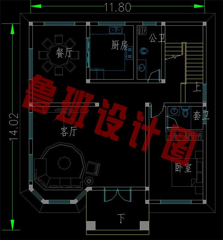 欧式二层别墅设计图一层平面图