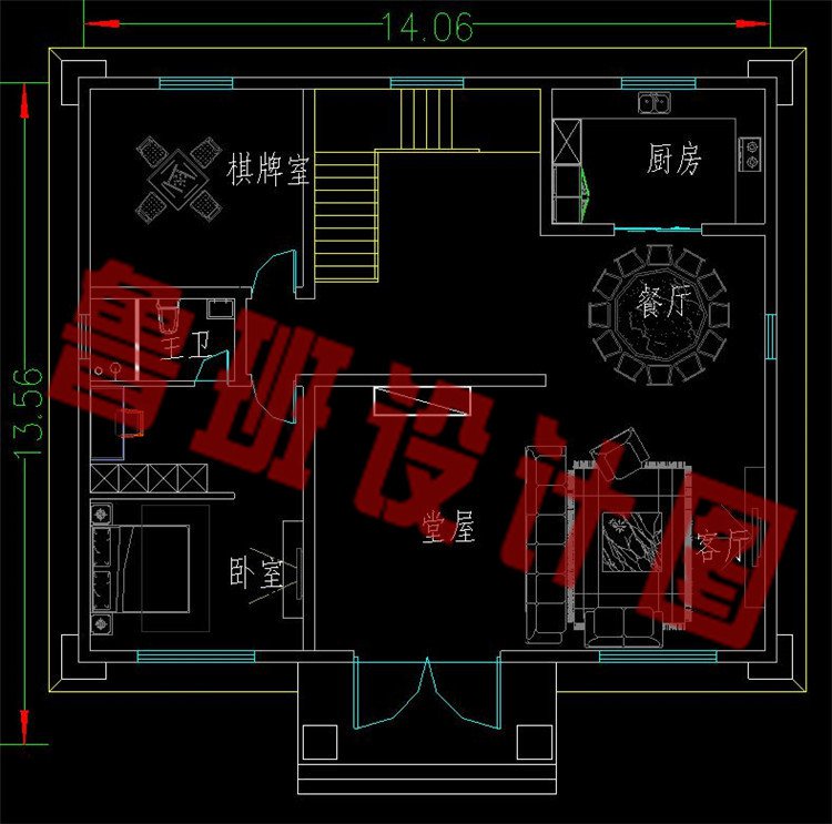 现代风二层别墅设计图一层平面图